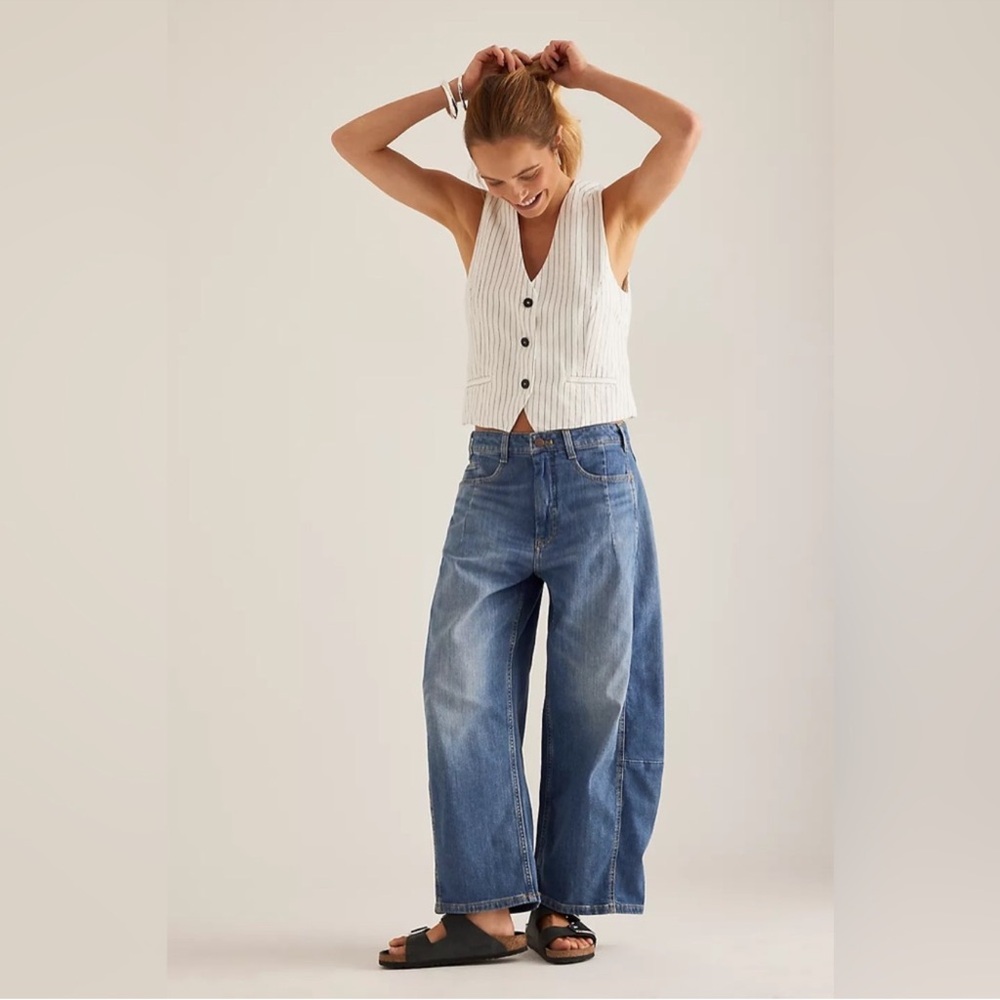 Anthropologie Wide-Leg Blue Denim Jeans